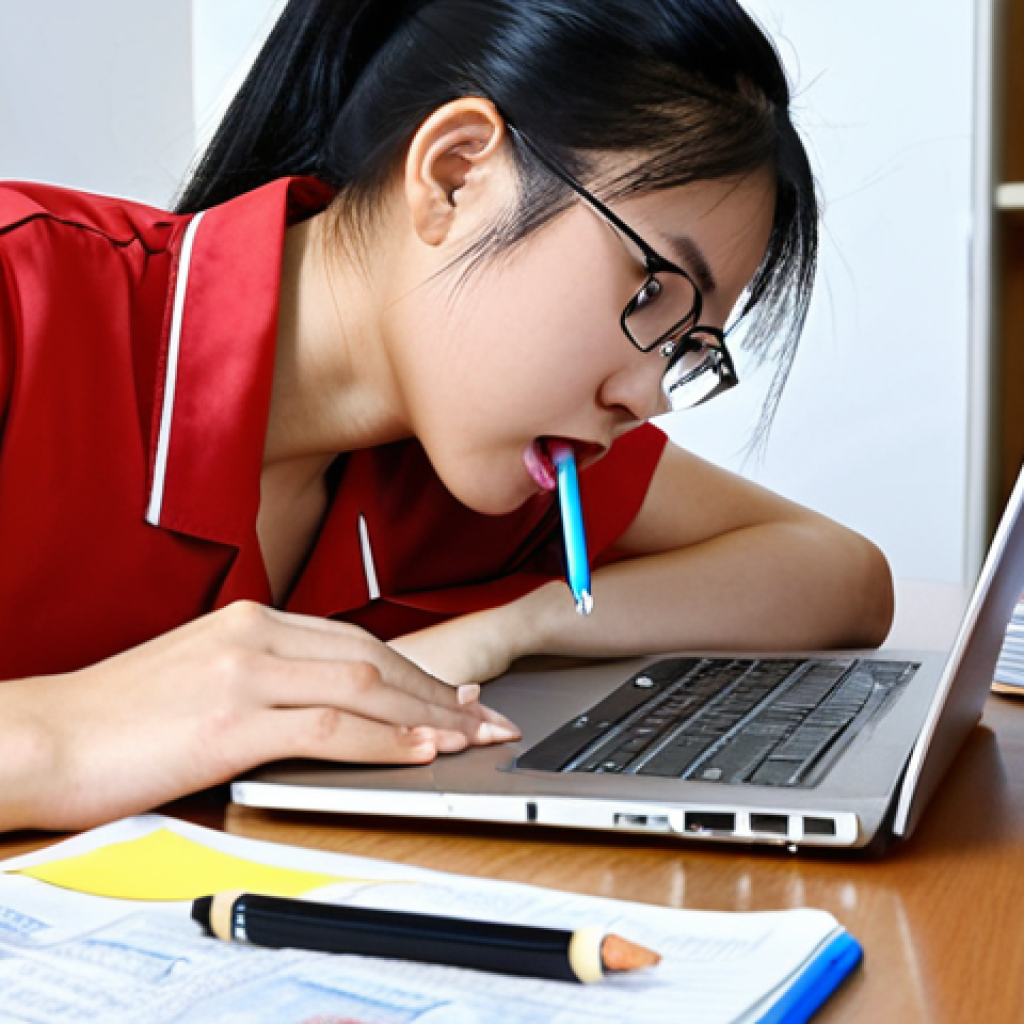 **

A student studying intensely at a desk piled with textbooks and notes, highlighting key passages. An open online course is visible on a laptop screen.  Scattered around are stationery items and a half-eaten snack. The overall feeling should be focused and determined, but with a hint of the pressures of exam preparation.  Keywords:  Dental Hygienist Exam Prep, Study, Online Course, Simplified Chinese student.

**