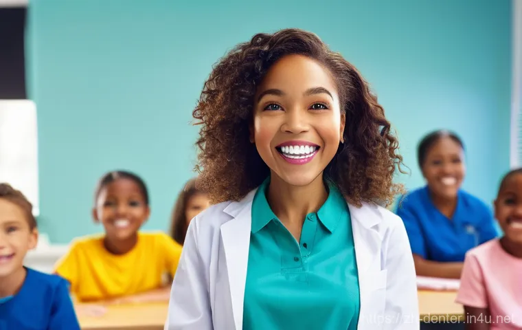 치과위생사 커리어 개발 방법 - A confident female dental hygienist, dressed in sleek, modern scrubs, stands in a high-tech dental c... 치과위생사 커리어 개발 방법 - A confident female dental hygienist, dressed in sleek, modern scrubs, stands in a high-tech dental c...