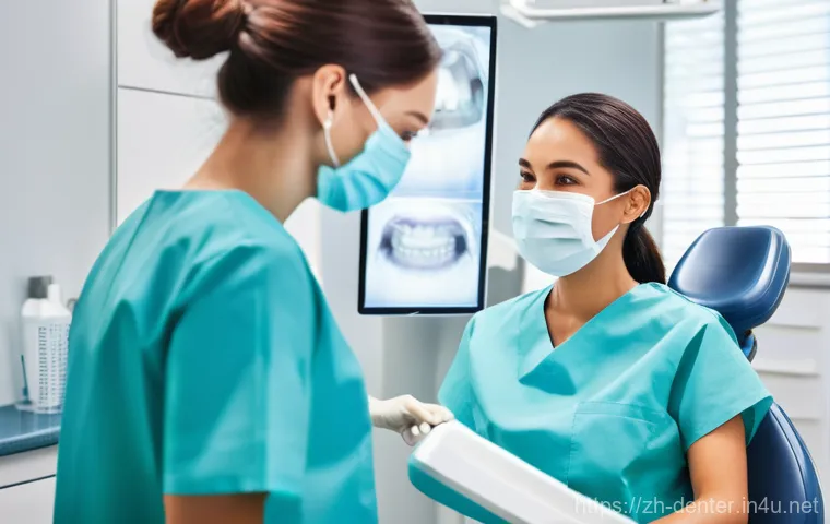 치과위생사 경력 개발 세미나 - **Prompt:** A professional and friendly female dental hygienist, wearing a clean, light-colored scru...