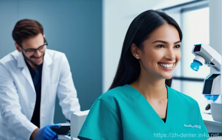 치과위생사 경력 개발 세미나 - **Prompt:** A compassionate male dental hygienist, dressed in neat medical scrubs, is engaging in a ...