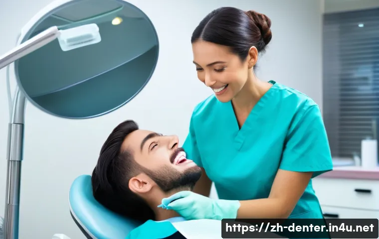치과위생사 자격시험 후기 모음 - A professional female dental hygienist in her late 20s, with a clean and friendly demeanor, wearing ...