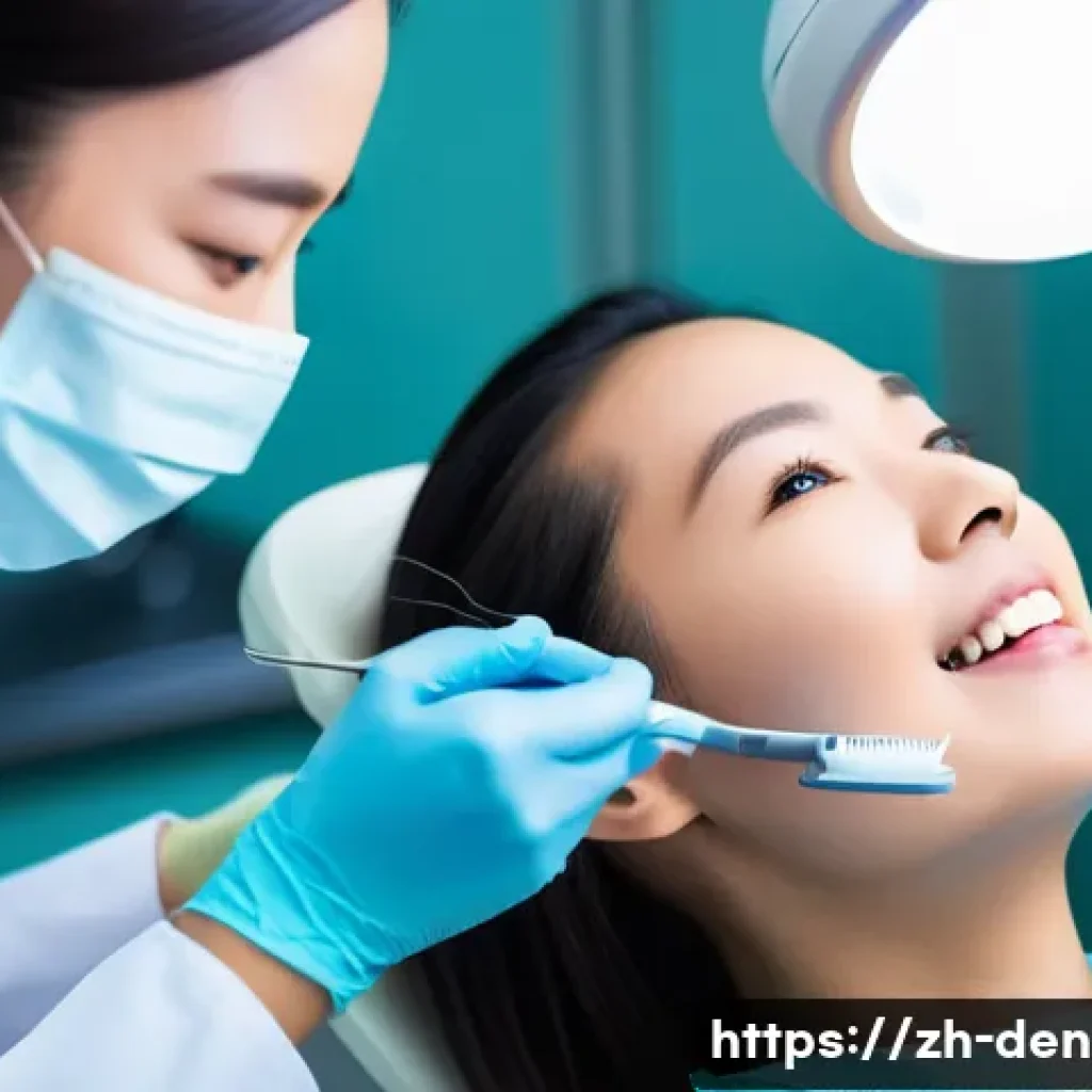 치과위생사 임상 실습 중 자주 묻는 질문 - A professional dental clinic scene showing a young dental intern carefully performing periodontal sc...
