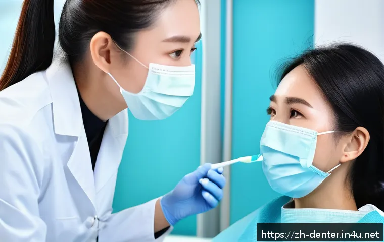 치과위생사 병원 마케팅 참여 사례 - A professional dental hygienist in a modern dental clinic, warmly interacting one-on-one with a pati...